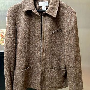 Talbots brown tweed coat 20" in chest and 27" in length